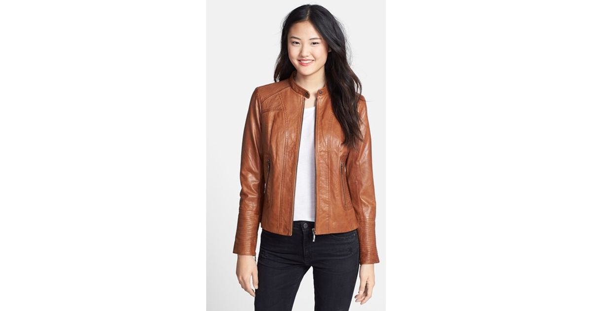 Bernardo Brown Leather Scuba Jacket Lyst