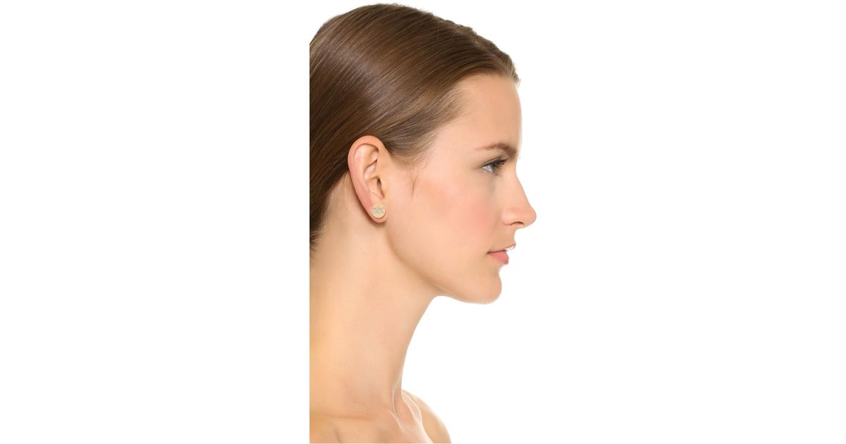 Lyst Michael Kors Mk Burnished Pave Stud Earrings Gold Clear In Lyst Michael Kors Mk Burnished Pave Stud Earrings Gold Clear In Metallic