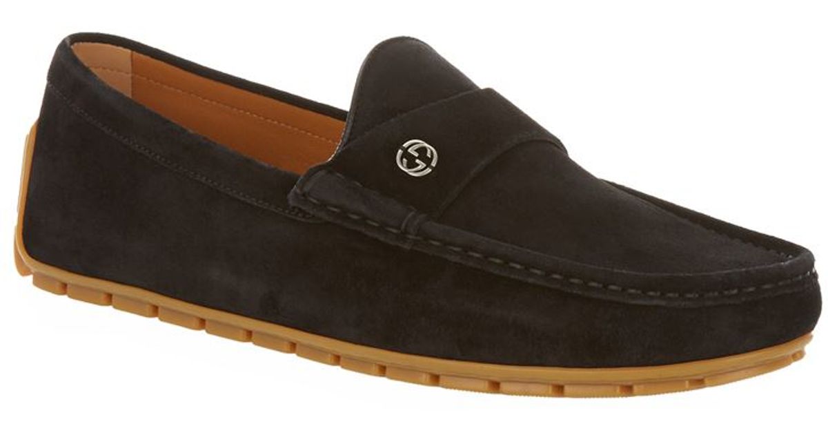 Gucci Peck Suede Driving Shoe in Black for Men Lyst