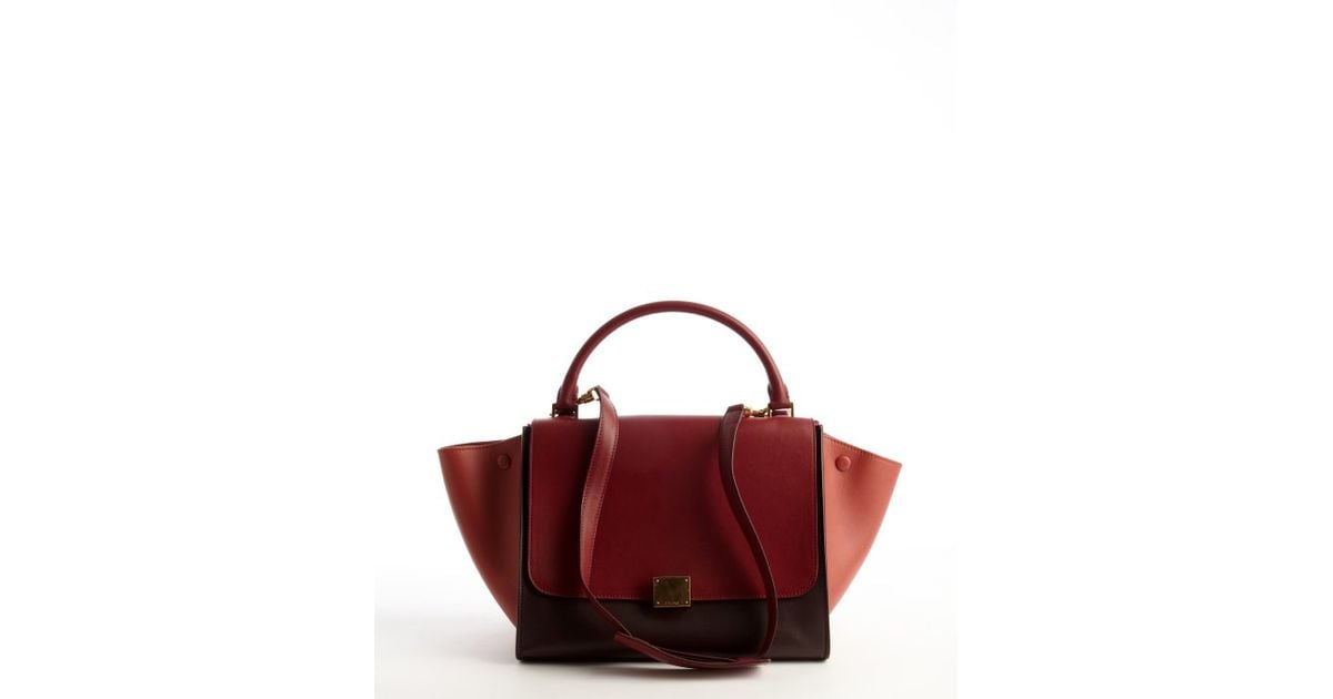 Cline Burgundy and Maroon Leather Trapeze Top Handle Bag in Red ...