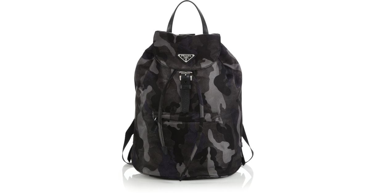 prada grey cloth backpack  