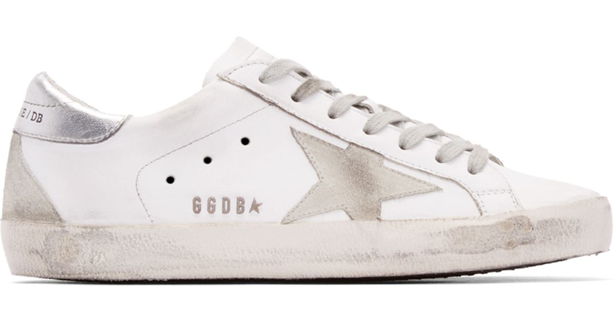Golden goose deluxe brand White & Silver Superstar Sneakers in Silver ...