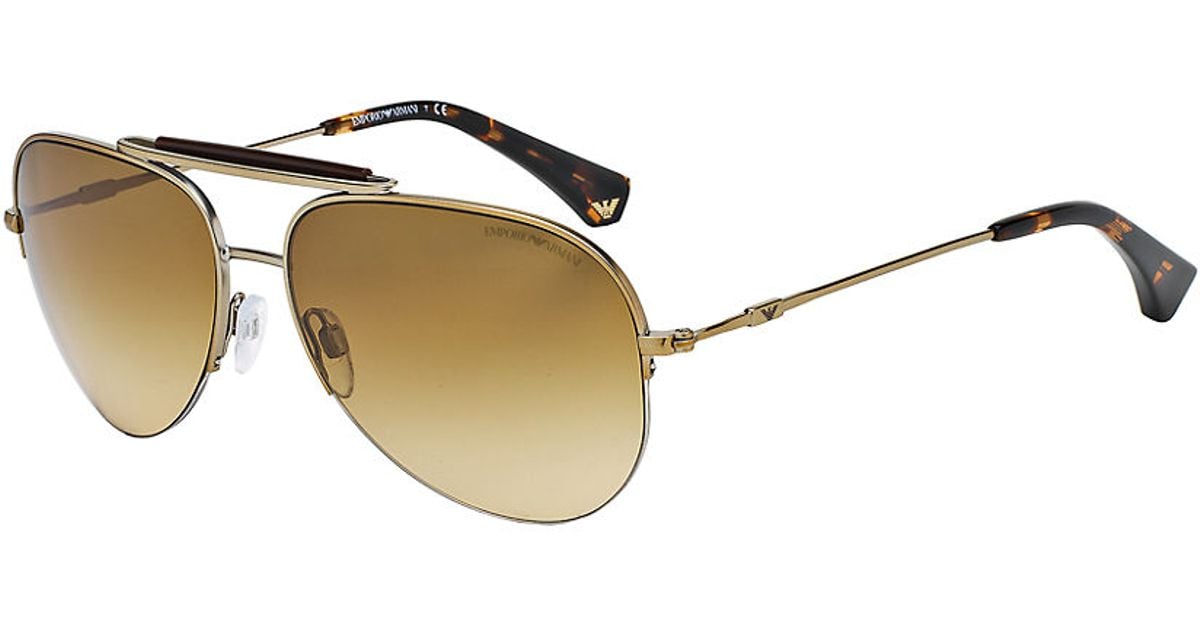 Emporio Armani Aviator Sunglasses In Gold For Men Lyst