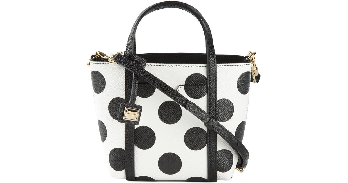 Lyst Dolce Gabbana Micro Polka Dot Tote In Black
