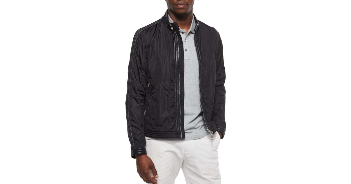 moncler daquin quilted front-zip nylon moto jacket black moncler daquin quilted front-zip nylon moto jacket black