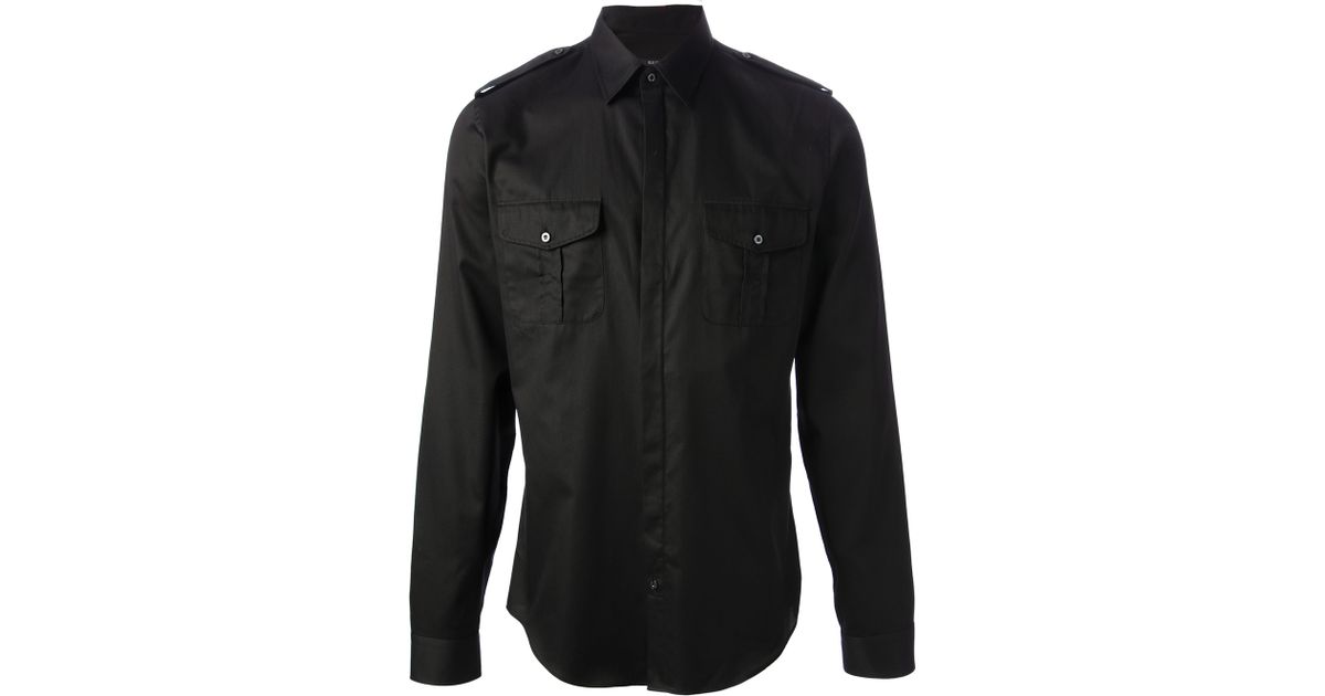 black military style shirt