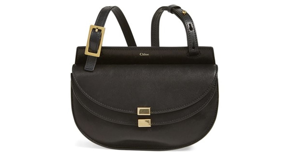 Chlo \u0026#39;Georgia - Small\u0026#39; Leather Crossbody Bag in Black | Lyst  