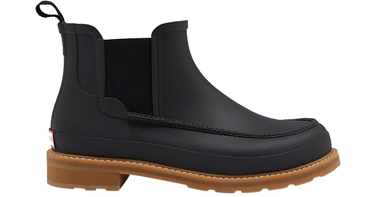 Download HUNTER Rubber Lightweight Mock-toe Chelsea Boot in Black ...