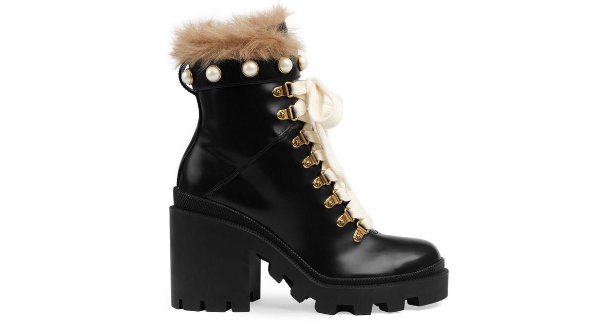 gucci women's trip leather ankle boots