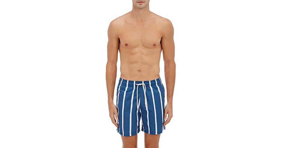 Lyst Solid & Striped Striped Swim Trunks in Blue for Men