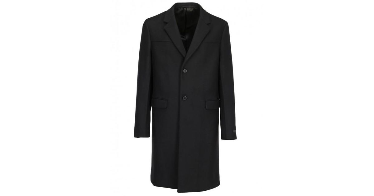 Prada Fleece Coat in Black for Men - Lyst