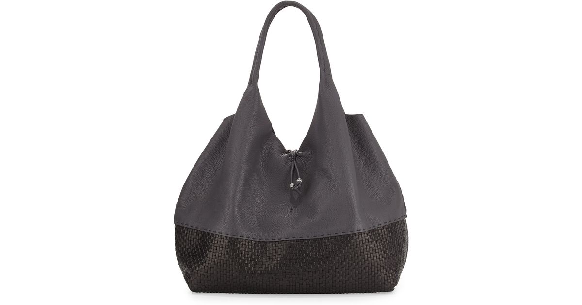 Henry Beguelin Gray Large Woven Cervo Hobo Sling Bag