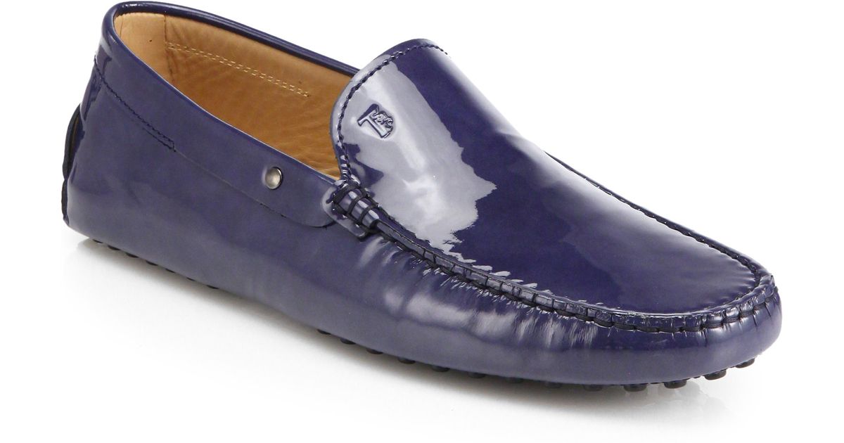 tods blue leather loafers