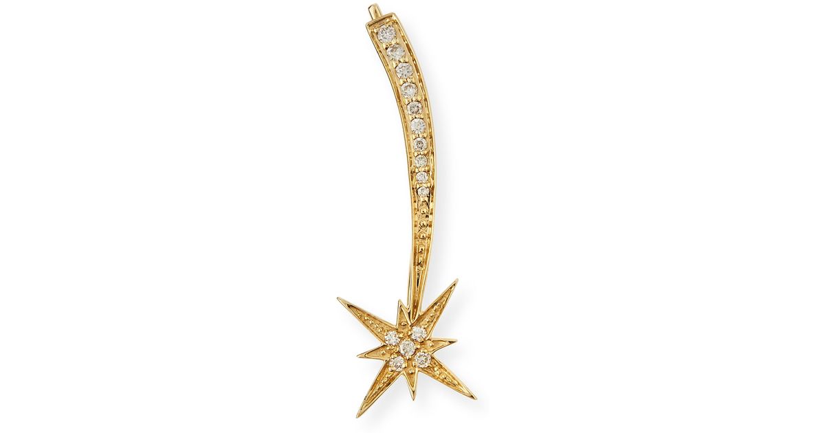Lyst Sydney Evan 14k Gold Shooting Star Diamond Ear Climber In Yellow