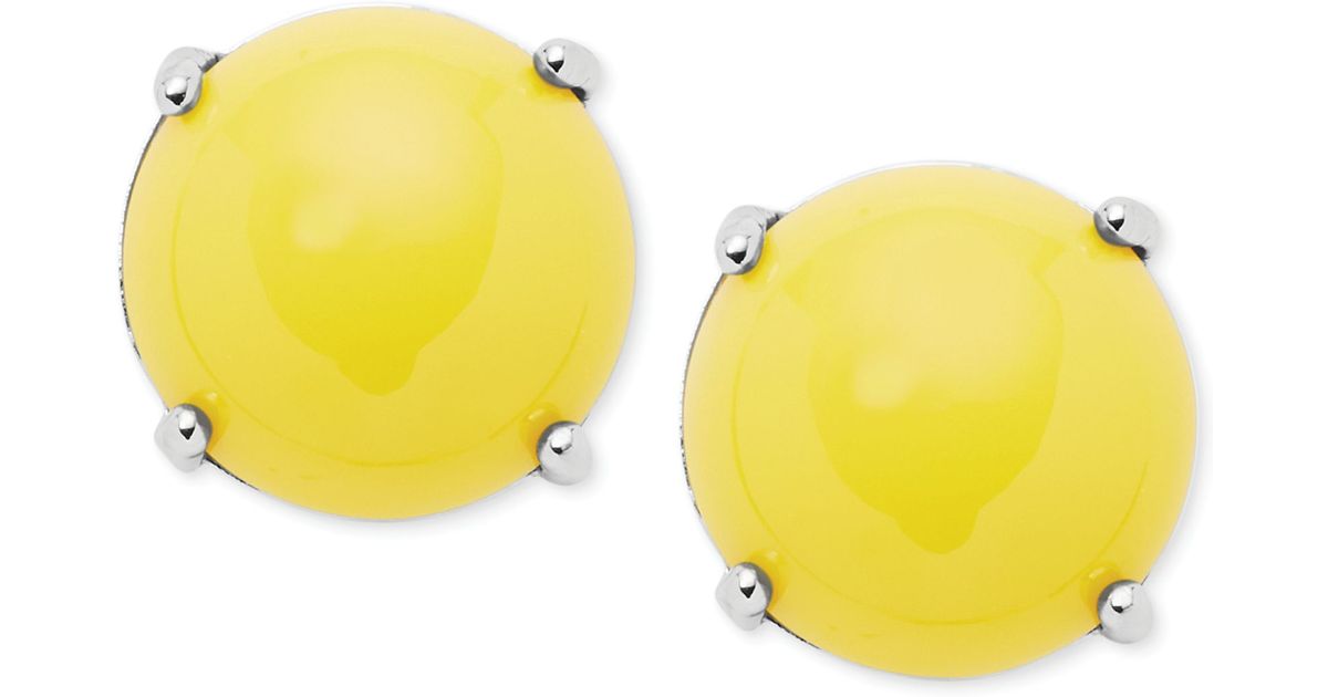 Lyst Fossil Silvertone Yellow Stone Stud Earrings In