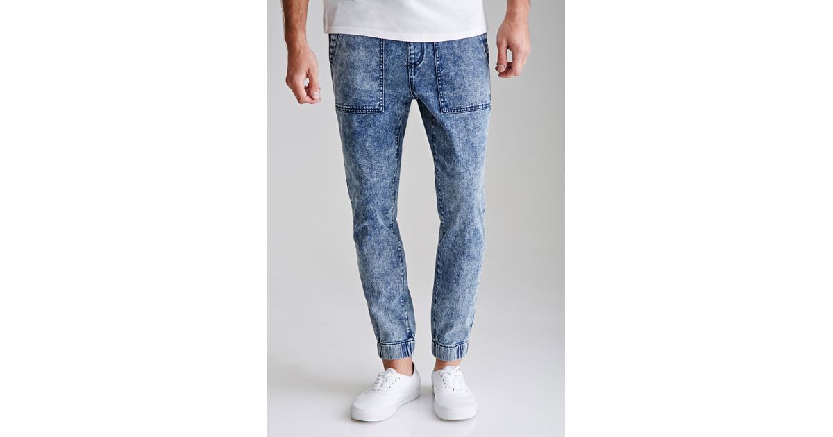 acid wash denim joggers womens