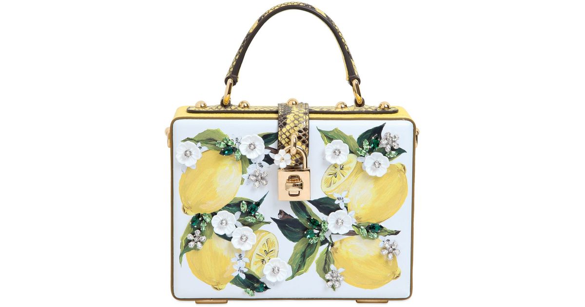 Lyst Dolce Gabbana Lemon Printed Leather Bag In Yellow