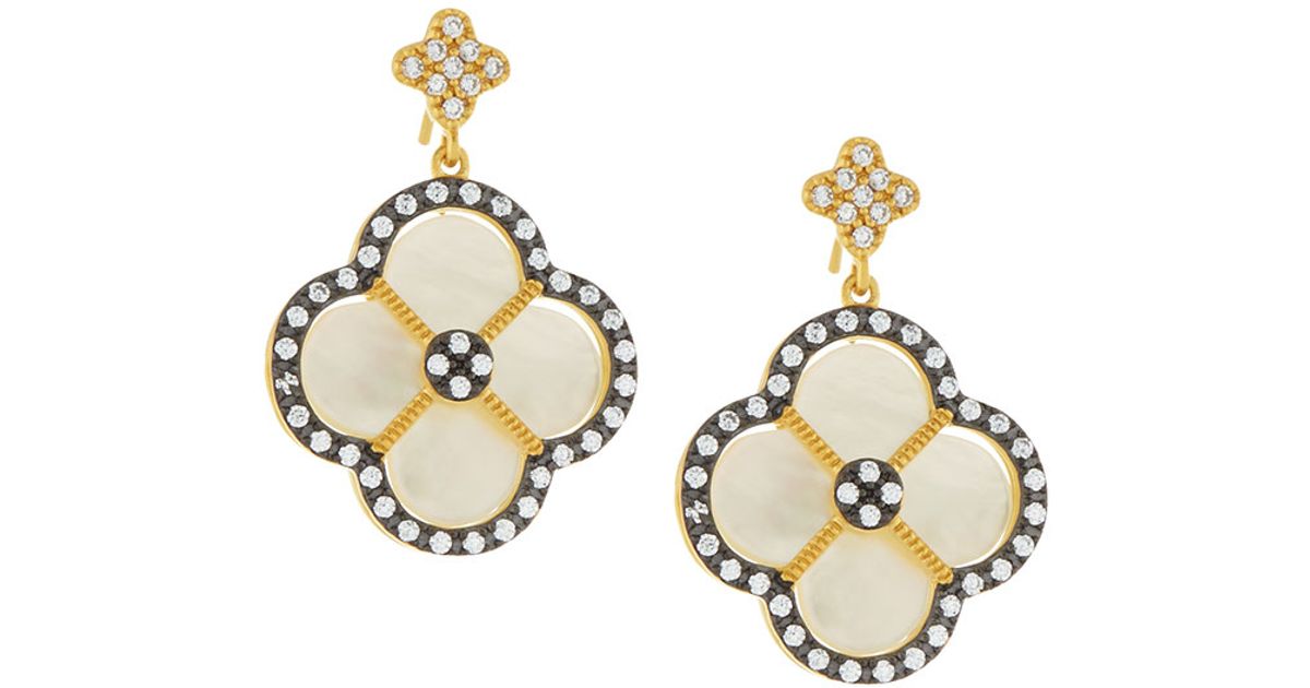 Lyst Freida Rothman Mother Of Pearl Double Clover Dangle Drop Lyst Freida Rothman Mother Of Pearl Double Clover Dangle Drop Earrings In White