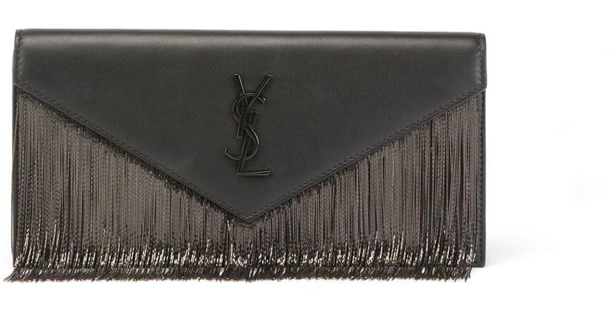 Lyst Saint Lau Le Sept Chain Fringe Clutch Bag In Black
