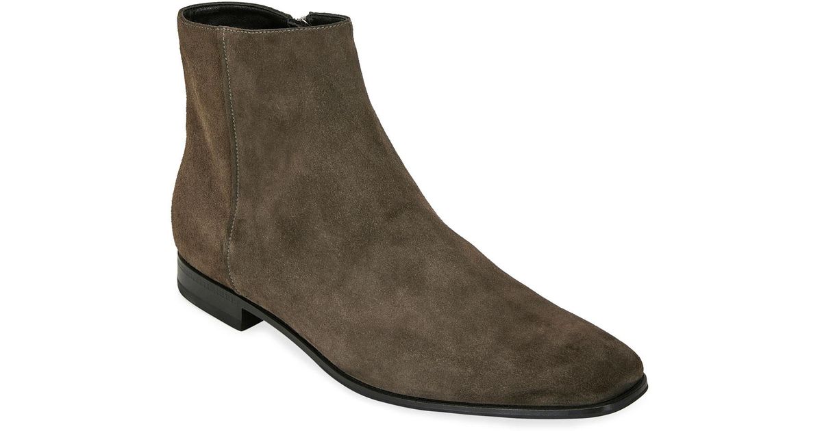 Prada Men's Suede Side-zip Ankle Boot in Gray - Lyst