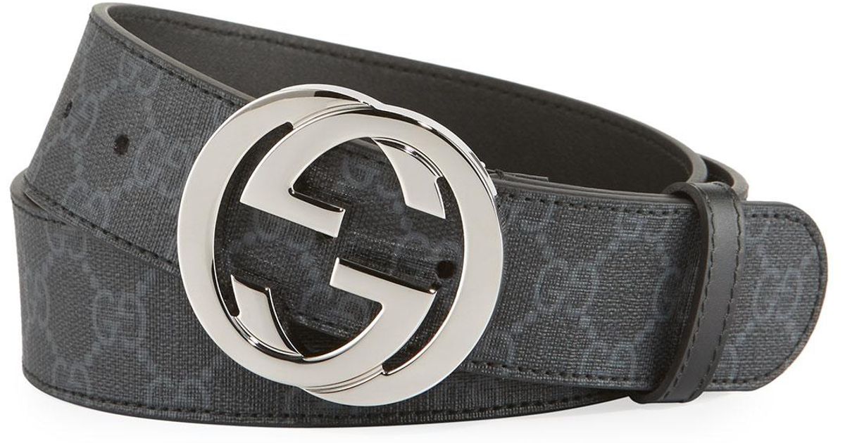 Lyst - Gucci Gg Supreme Belt With G Buckle in Black