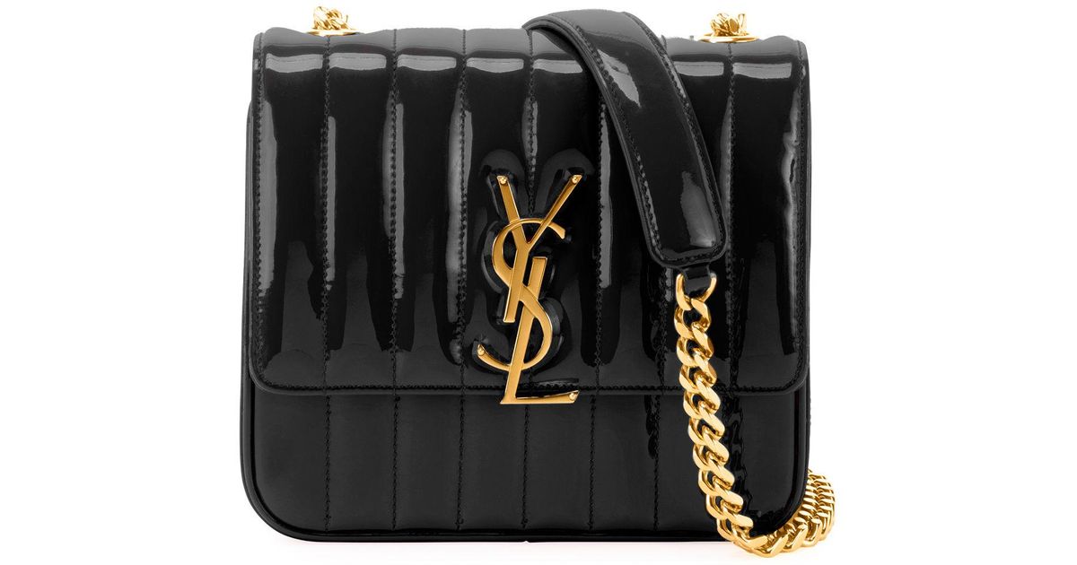 Saint Laurent Vicky Medium Ysl Monogram Patent Chain Crossbody Bag Lyst