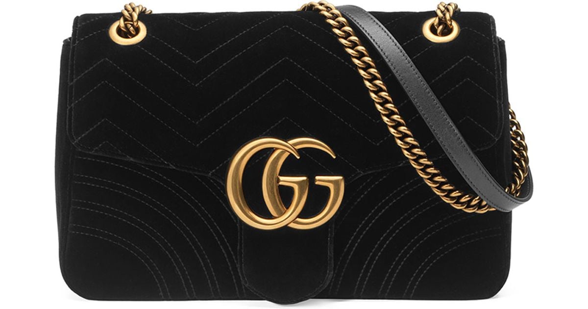 Lyst Gucci Gg Marmont 2 0 Medium Suede Shoulder Bag In Black