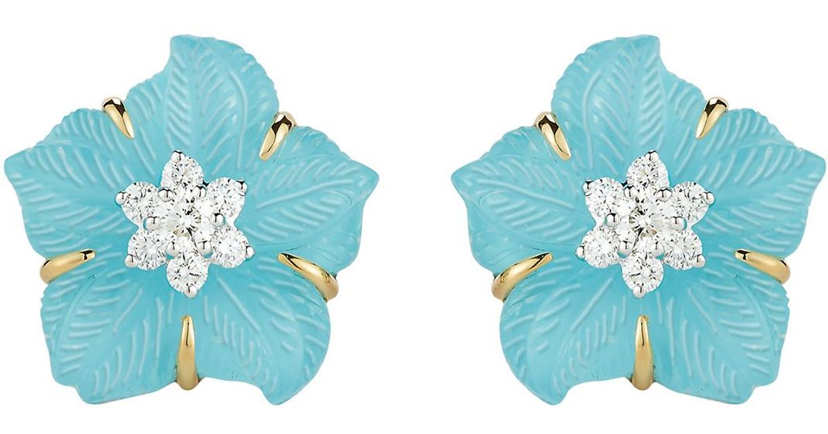 Lyst Seaman Schepps Rock Crystal Turquoise Diamond Clematis Lyst Seaman Schepps Rock Crystal Turquoise Diamond Clematis Flower Earrings In Blue