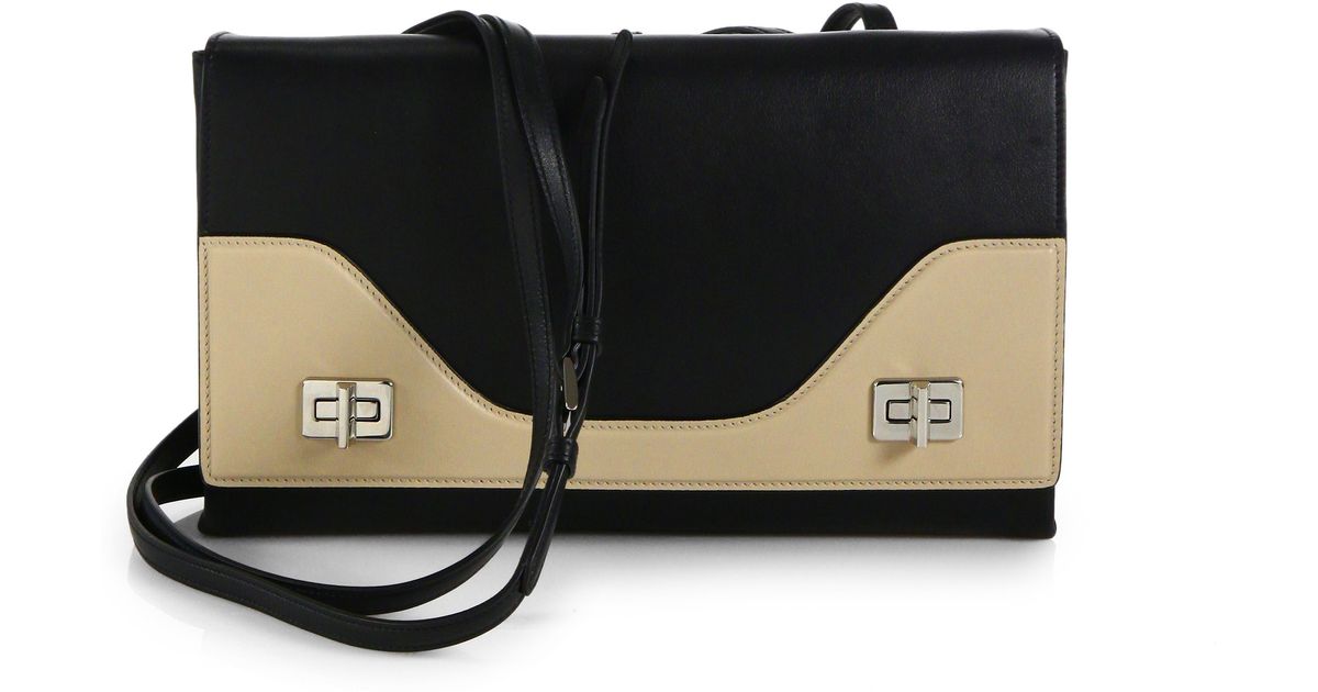 Prada Vitello Soft Double Shoulder Bag in Black (BLACK-CREAM) | Lyst