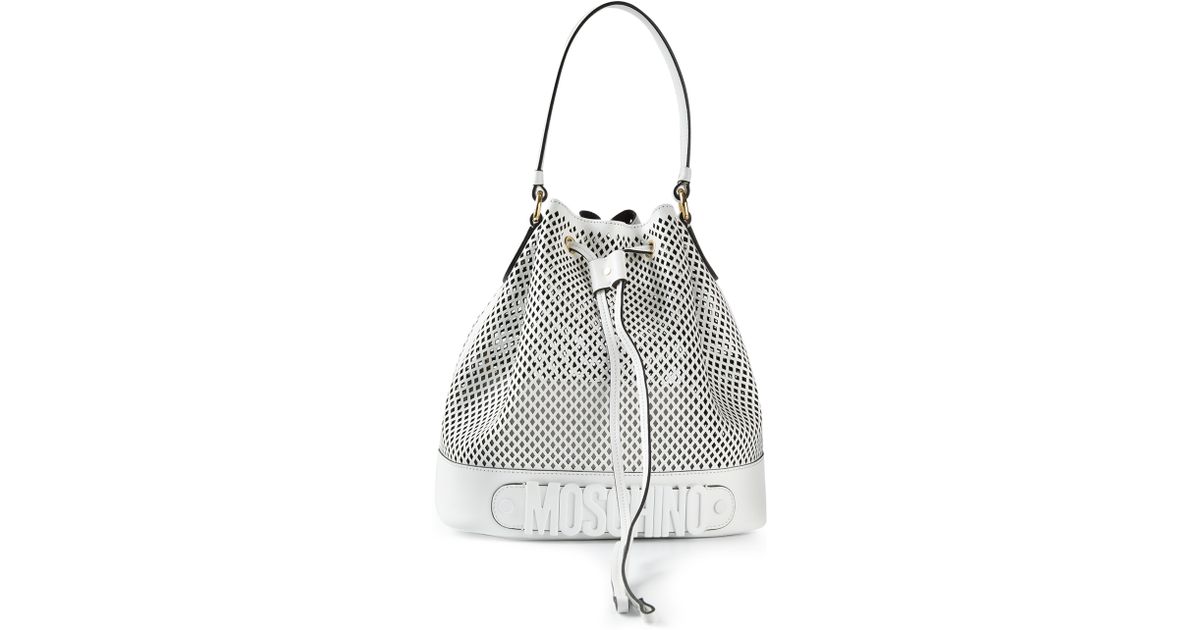 Lyst Moschino Perforated Bucket Bag in White
