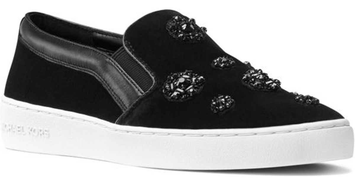 black velvet slip on sneakers