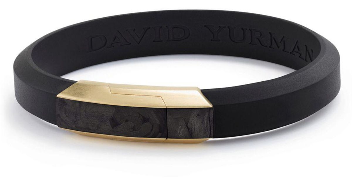 David Yurman Forged Carbon Rubber Id Bracelet With 18k Gold in Black ...