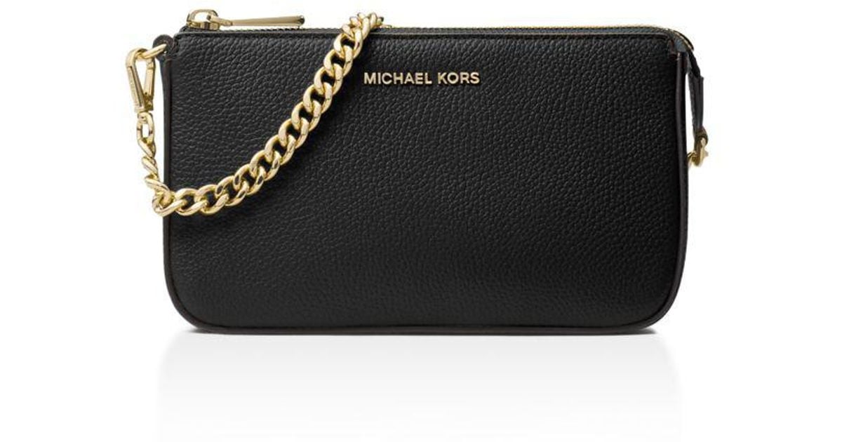 michael kors black clutch with gold chain