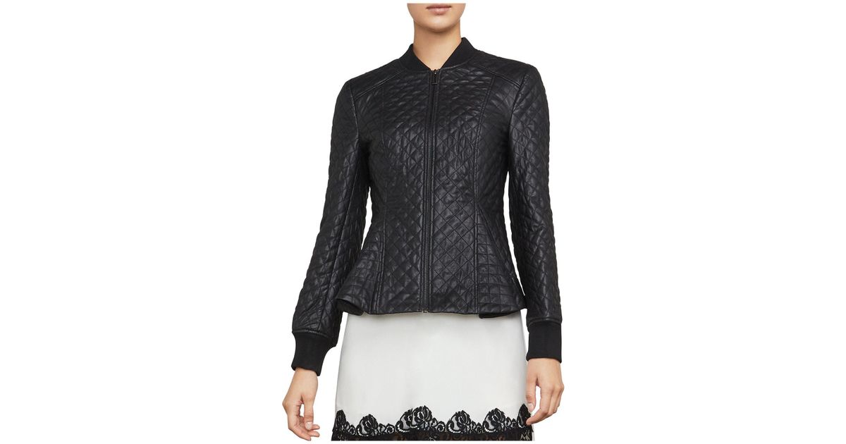 Lyst Bcbgmaxazria Charles Faux Leather Quilted Jacket In Black