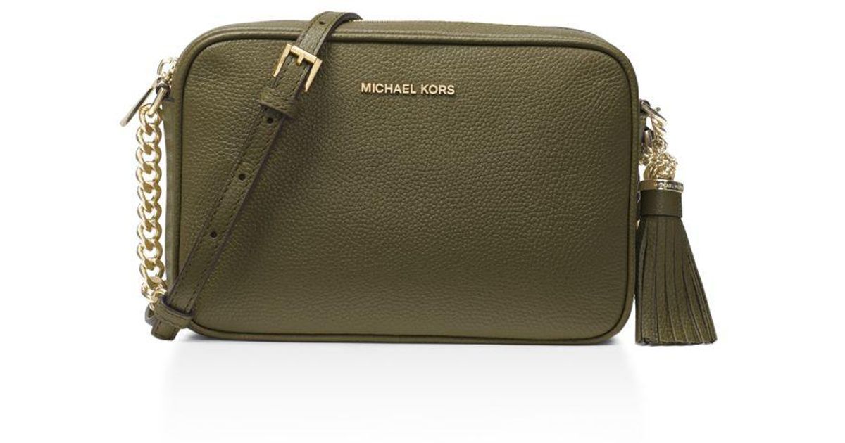 Lyst Michael Kors Ginny Medium Leather Camera Bag In Green