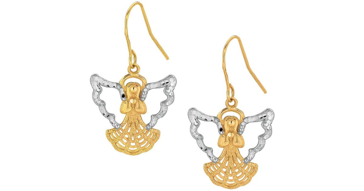 Lyst Jewelryaffairs 10k 2 Tone Yellow And White Gold Angel Drop Lyst Jewelryaffairs 10k 2 Tone Yellow And White Gold Angel Drop Earrings In