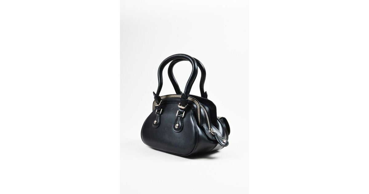 Lyst Dior 1 Black Cream Leather Contrast Topsch Mini Handbag In Lyst Dior 1 Black Cream Leather Contrast Topsch Mini Handbag In