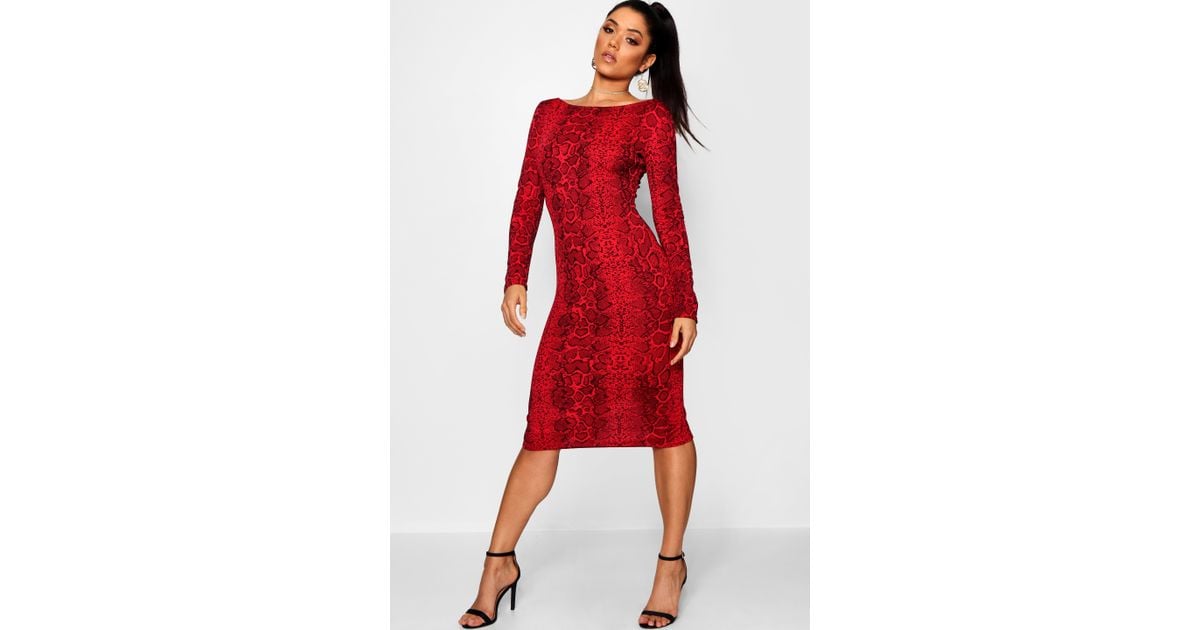 Red Snake Print Dress