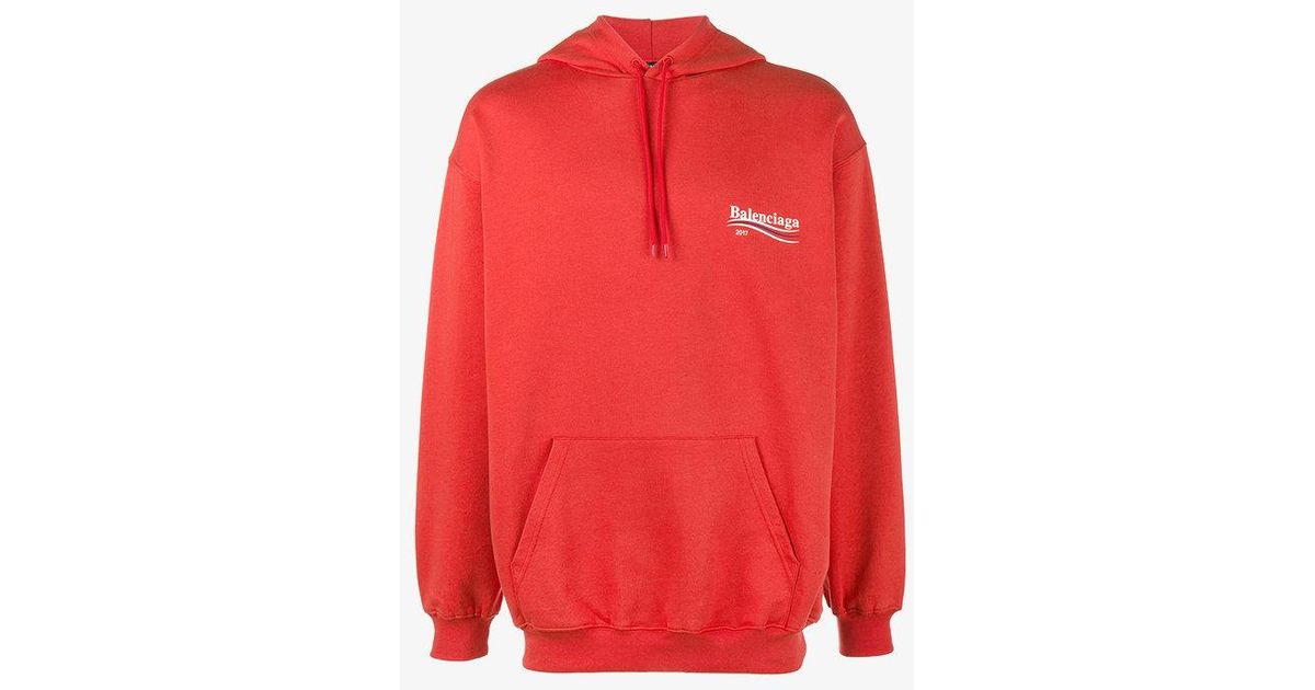 red balenciaga hoodie