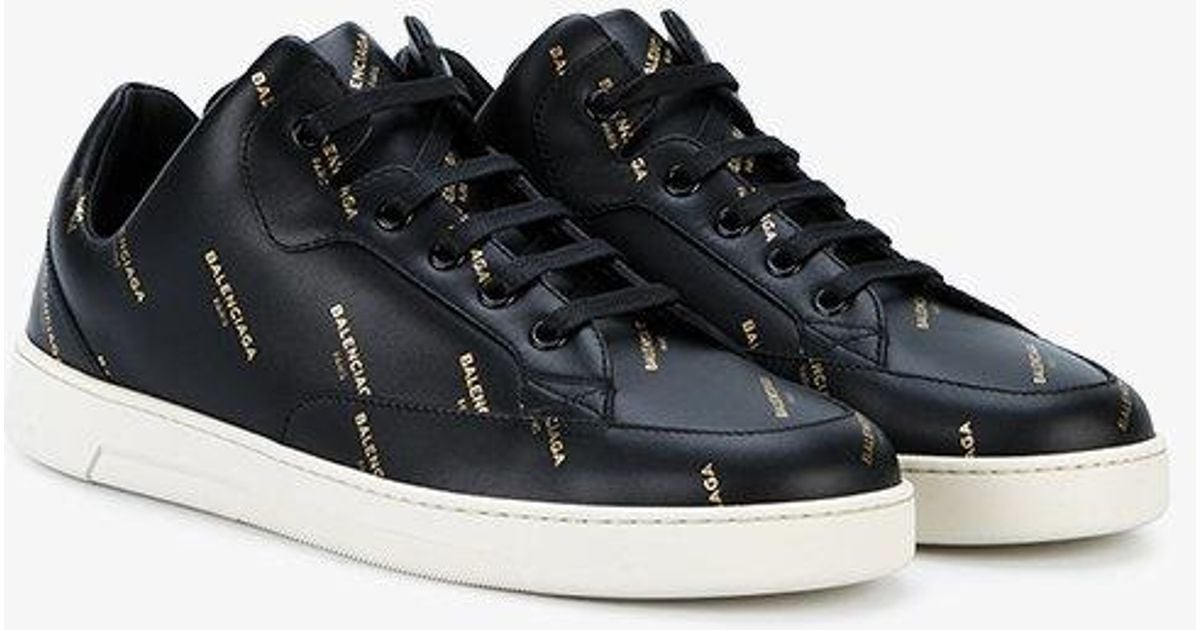 Lyst Balenciaga Base Logo Print Trainers in Black