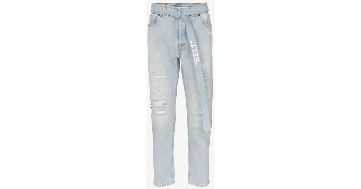 Off-White c/o Virgil Abloh Cotton Logo Belt Slim Fit Jeans in Blue for ...