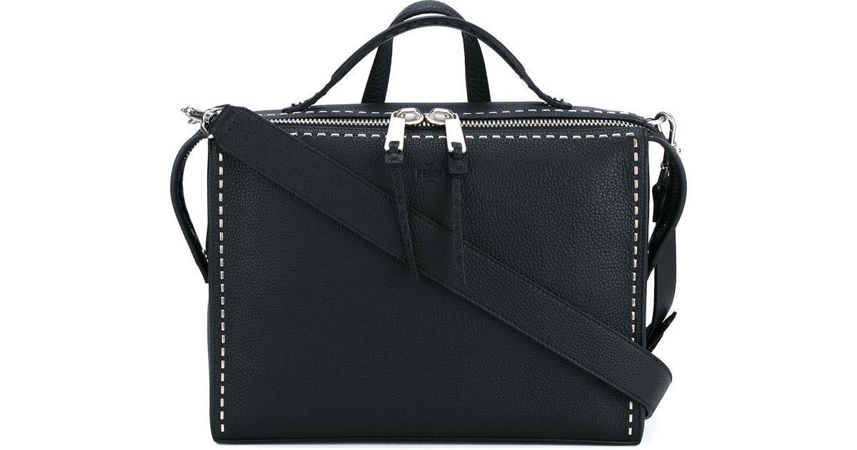 Fendi Selleria Messenger Leather Bag in Black for Men | Lyst