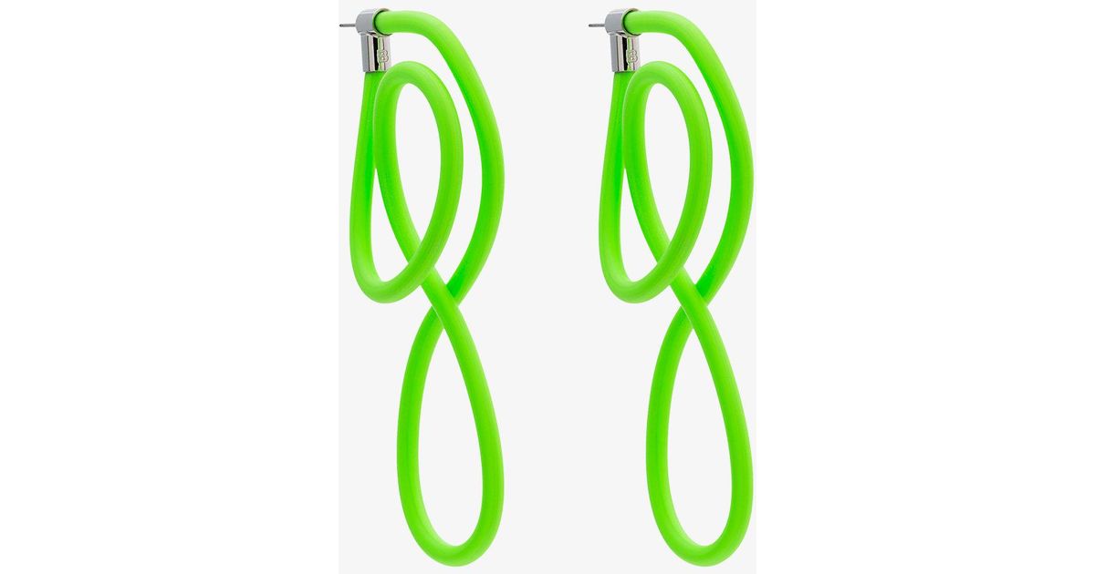 Lyst Balenciaga Neon Green Elastic Magnet Earrings In