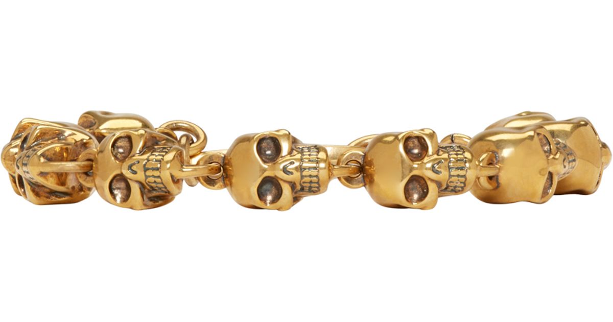 Lyst Alexander Mcqueen Gold Doctor Skull Bracelet In Metallic For Men