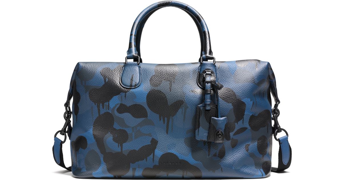 Lyst Coach Explorer Camo Print Leather Duffle Bag In Blue