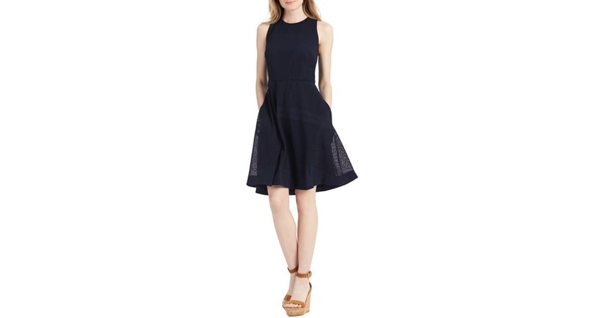 Navy Blue Lace Eyelet Dress
