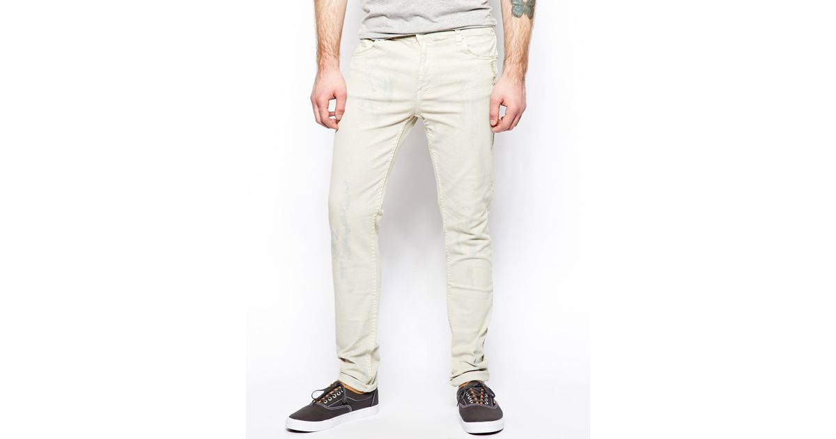Cheap monday Jeans Tight Skinny Fit In Dirty White in White for Men | Lyst