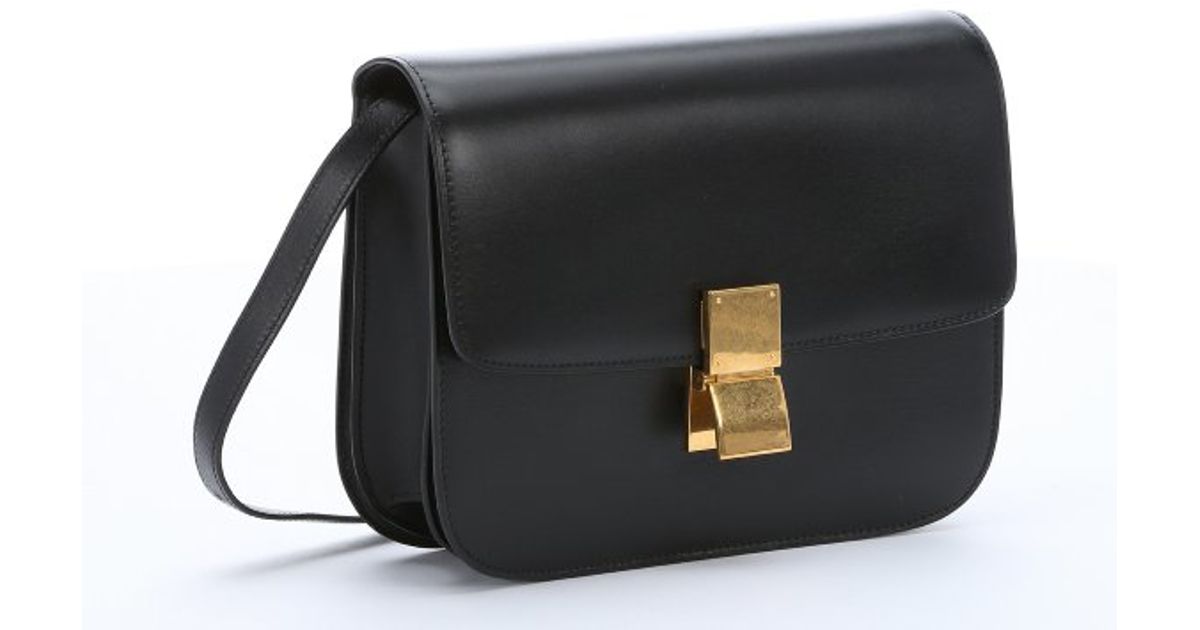 Lyst Céline Black Leather Medium Classic Box Shoulder Bag In