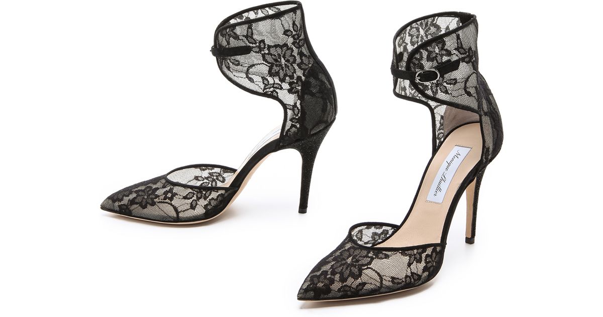 Lyst Monique Lhuillier Lace Accent Heels in Black
