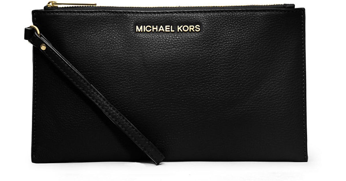 Michael michael kors Bedford Large Leather Zip Clutch in Black Lyst